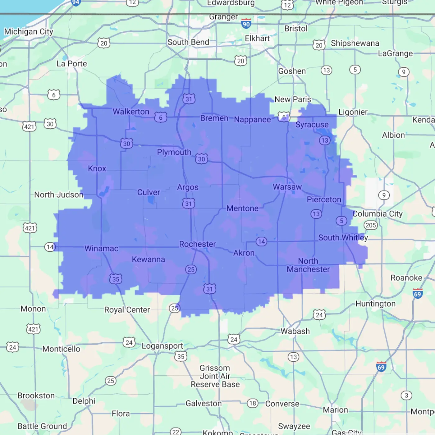 leisure-pools-lake-city-service-area Service area of Lake City Pools: northern Indiana